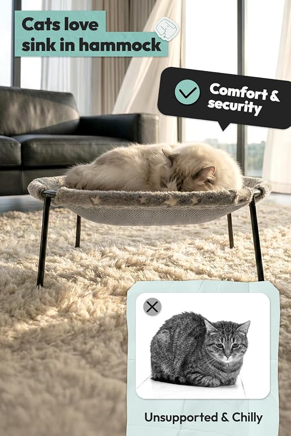Elevated Cat Bed, Glow-in-The-Dark Fabric Cat Hammock Bed - Image 4