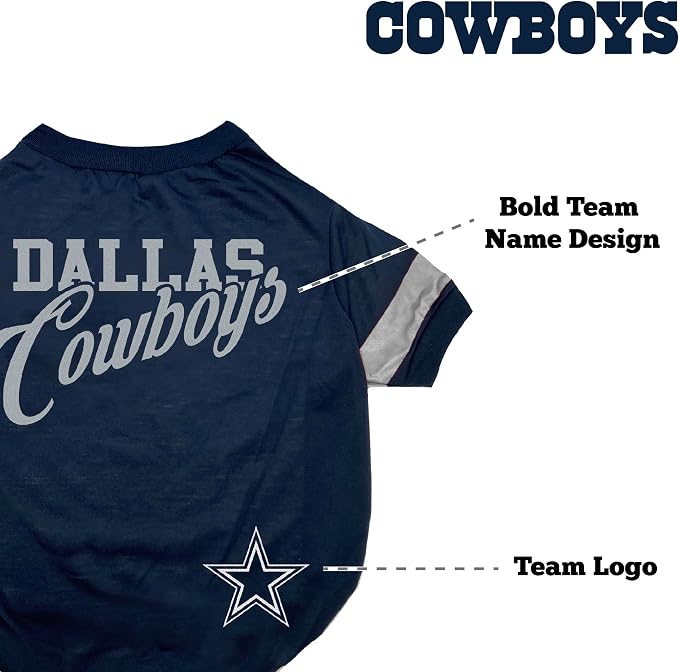 NFL Dallas Cowboys T-Shirt for Dogs & Cats, Medium. Football Dog Shirt for NFL - Image 5
