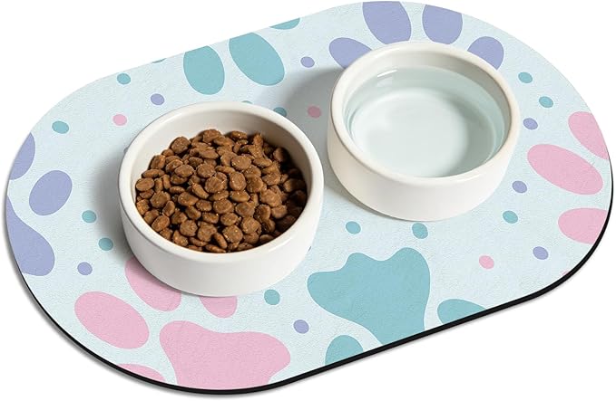 Dog Food Mat 20''x12'', Small Pet Feeding Mat, Non-Slip Rubber Pet Food Mat by METEOROCK