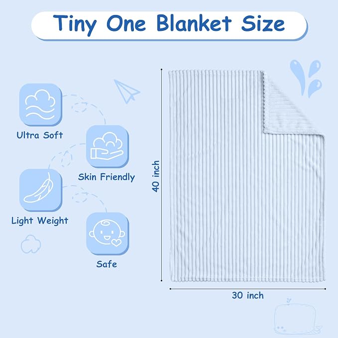 Soft Fleece Baby Blanket Ultra Cozy Blue Baby Blankets - Image 4