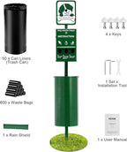 VEVOR Pet Waste Bin, 11.5 Gallon Dog Poop Station - Image 9