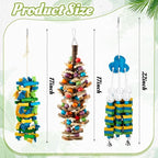 3 Pcs Extra Large Bird Parrot Toy Multicolored Natural Wooden Parrot Cage - Image 2