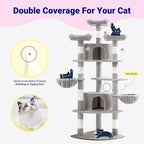 Allewie 73in Fan-Shaped Space-Saving Corner Cat Tower/Multi-Level Tall Cat Tree - Image 3