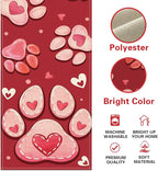 Valentines Day Dog Cat Paw Prints Table Runner, Anniversary Wedding Burlap - Image 2