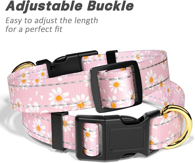 Reflective Dog Collar for Large Dogs, Cute Daisy Theme Adjustable Heavy-Duty - Image 6