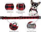 Unique style paws Christmas Dog Collar Metal Buckle Red Black Plaid Puppy - Image 2
