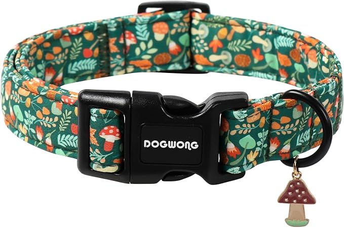 DOGWONG Fall Dog Collar, Autumn Dog Collar Adjustable Soft Natural Fabric by DOGWONG
