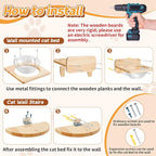 3 Pcs Cat Wall Shelves Set, Thicken Wooden Transparent Capsule Kitten Shelves - Image 4