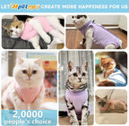 Recovery Suit for Cats After Surgery Soft Breathable Pet Bodysuit E-Collar & - Image 4
