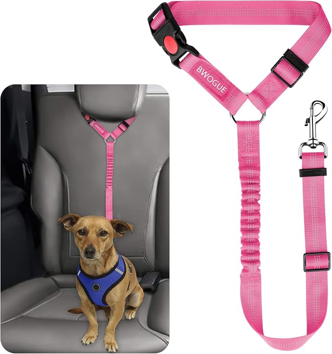BWOGUE Pet Dog Cat Seat Belts, Car Headrest Restraint Adjustable Safety Leads by BWOGUEPetHome