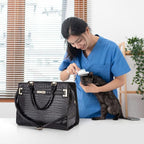 Fashion Pet Carrier Dog Cat Carrier Purse Soft-Sided Leather Handbag Pet Tote - Image 7