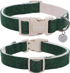 DOGWONG Cotton Hemp Dog Collar, Heavy-Duty Christmas Green Dog Collar - Image 2