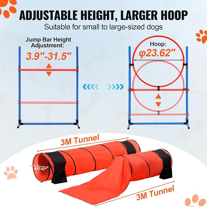 VEVOR Dog Agility Course Backyard Set, 2 Tunnels - Image 5