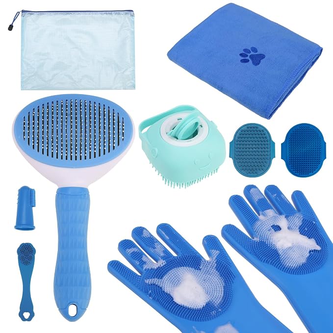 PAWCHIE Bath Grooming Kit for Pets, Washing Gloves, Bath Brush and Adjustable by PAWCHIE