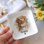 Custom Dog Cat Portrait Ring Dish, Personalized Pet Trinket Dish - Image 2