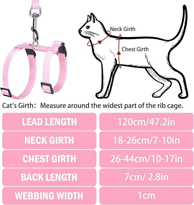PUPTECK Adjustable Cat Harness and Leash Set Escape Proof Kitten Strap Collar - Image 3