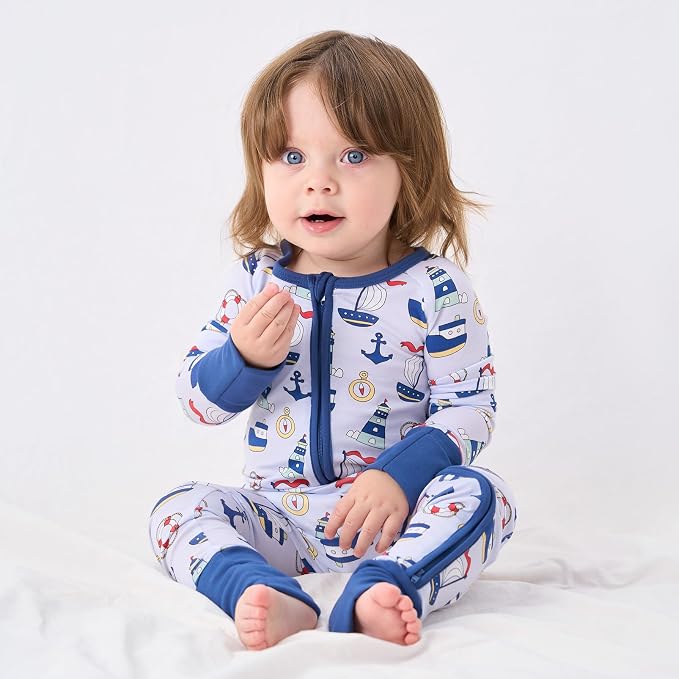 pureborn Baby Infant Boys Girls Sleeper Snug Fit Viscose from Bamboo Pajamas - Image 2