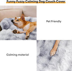 FUNNY FUZZY Pet Fluffy Plush Calming Dog Couch Bed Sofa Protector Washable Pets - Image 2