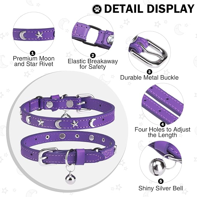 Leather Cat Collars for Boy Girl Cats - Image 2