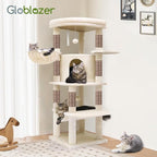 Globlazer Corner Cat Tree, 51in Curved Series Modern Cat Tower - Image 8