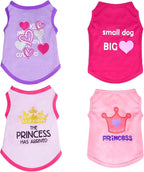 4 Pack Dog Shirts Summer Printed Puppy Clothes Cute Sleeveless Pet T Shirts Dog by Pistha