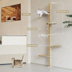 Floor to Ceiling Cat Tree, Acrylic Top Support PlateTall Cat Tower Natural - Image 4