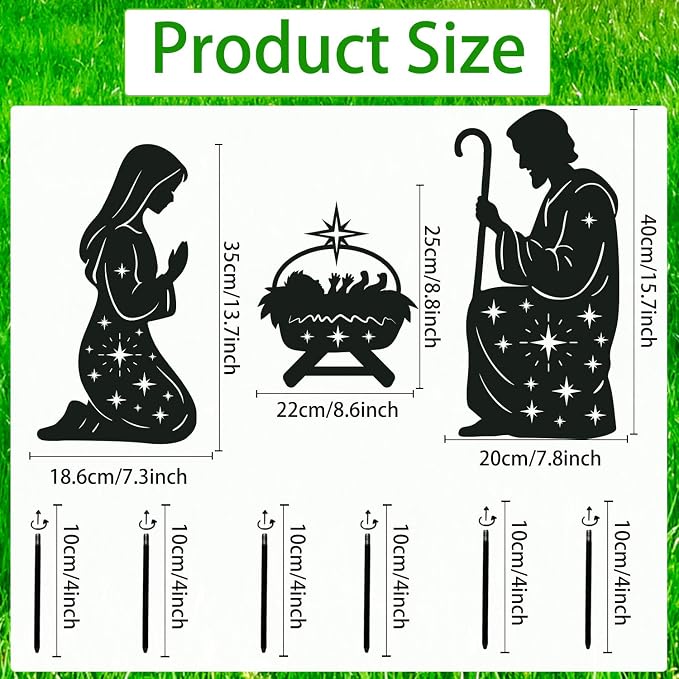 Outdoor Nativity Scene Garden Stakes Decorations, - Image 2
