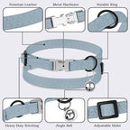 Leather Cat Collar with Buckle and Removable Bell - Image 5
