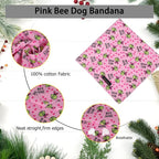 ARING PET Bee Dog Bandanas, Spring Yellow Pink Bees Pet Bandana Scarf Triangle - Image 2
