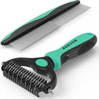 Pet Grooming Brush and Metal Comb Combo, Cat Brush Dog Brush by Docrok