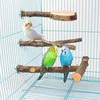 Allazone 4 PCS Natural Wood Bird Perch Stand, Bird Parrot Perch Stand Set - Image 6