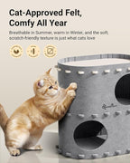 DownyPaws Cat House for Indoor Cats, 2-Storey Foldable Cat Bed Cave, Felt Cats - Image 4