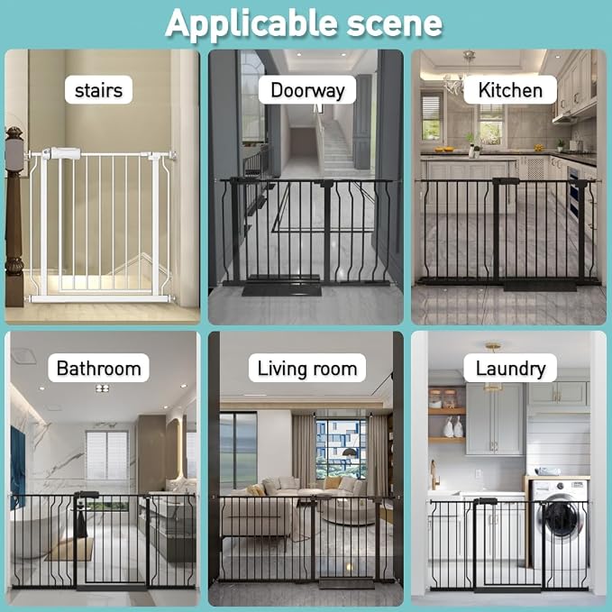 WAOWAO Baby Gate 48.03-52.72" Extra Wide Pressure Mounted Walk Through Swing - Image 5
