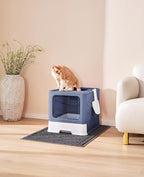 Cat Litter Box with X-Large Litter Mat and Scoop, Large Covered Litter Box with - Image 7