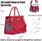 Fashion Pet Carrier Dog Cat Carrier Purse Soft-Sided Leather Handbag Pet Tote - Image 2