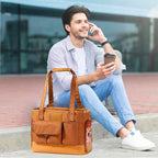 Cat Carrier, Dog Carrier, Pet Carrier, Foldable Waterproof Premium PU Leather - Image 7