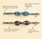 Cotton Bowtie Cat Collar with Bell 2 Pack Plaid Breakaway Kitten Collars with - Image 2