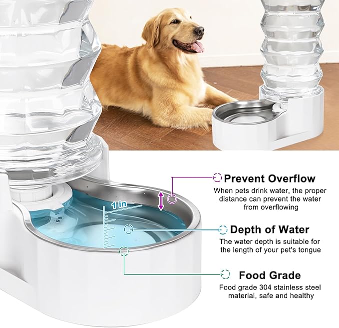 RIZZARI Gravity Dog Water Dispenser: 8L Large Auto-Refill Stainless Steel Pet - Image 5