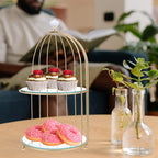 DOITOOL Gold Metal Cupcake Stand Bird Cage Dessert Stand, 2 Tier Dessert - Image 2