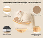 Wood Cat Wall Shelves with Sisal Cats Window Perch, Wall Mounted 4-Piece Cat - Image 2