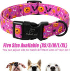 Halloween Dog Collar, Cute Pumpkin Bat Pattern Halloween Purple Puppy Collar - Image 6