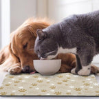 Dog Food Mat, Absorbent Water Bowl Mats Cat Pet Feeding Placemats Beige 12 * 20 - Image 7
