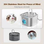 Stainless Steel Cat Water Fountain: 108oz/3.2L Pet Water Fountains Cat Watering - Image 2