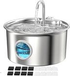 Pet Water Fountain Stainless Steel: Mental Cat Water Fountains - 88oz/2.6L by ATMZIQXR