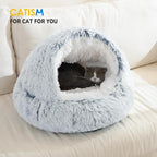 CATISM Cozy Plush Hooded Cat Bed, Indoor/Outdoor, Self-Warming Cave, Removable - Image 7