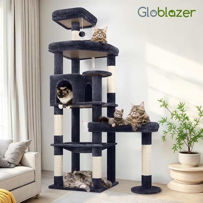 Globlazer Extra Large Platform Cat Tree, 65in Sturdy Cat Scratching Tree - Image 8