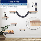 Cat Wall Shelves, Solid Wood Cat Wall Furniture Set, - Image 2