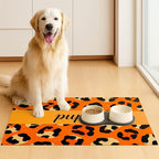 Puppy Feeding Mat 20x12 inch Orange Leopard Print Dog Bowl Placemat Non Slip Mat - Image 3