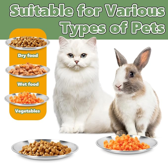 8-Pack Stainless Steel Cat Food Bowls, Shallow Whisker-Friendly Non-Slip - Image 4