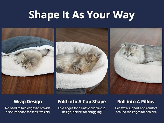 Heated Cat Bed with Auto Shut Off Timer, 17.7" x 13.7" Adjustable Temperature - Image 4